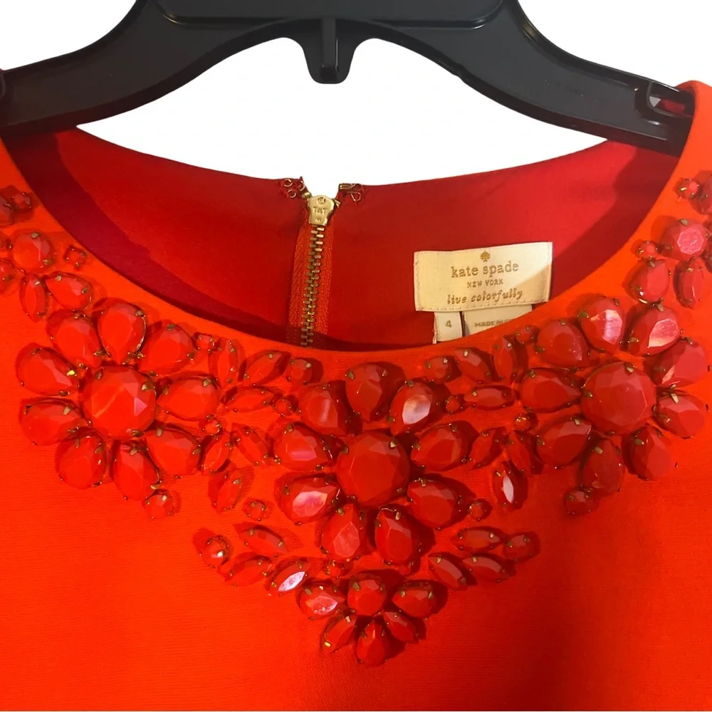 Kate Spade NWT Orange Gemstone Neckline Vanessa Top in carnelian SIZE 4 - Picture 7 of 12